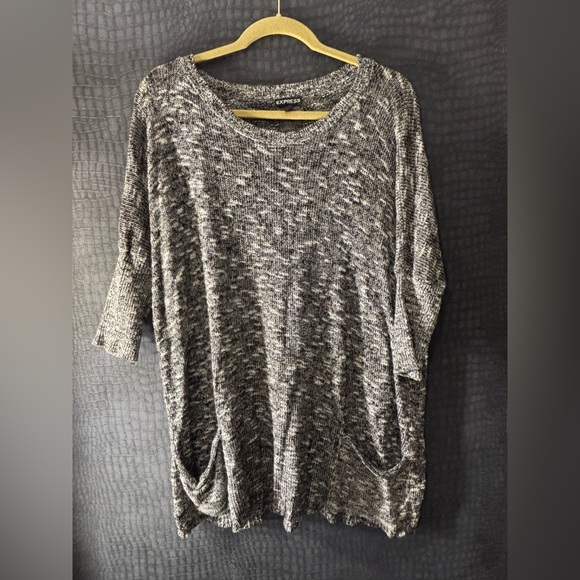 Express gray knit tunic dress with pockets - Picture 1 of 5